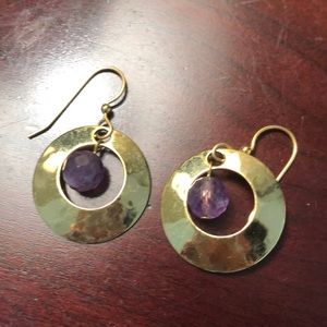 Purple and gold earrings